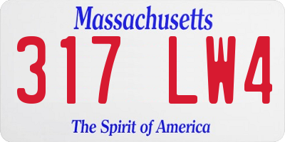 MA license plate 317LW4