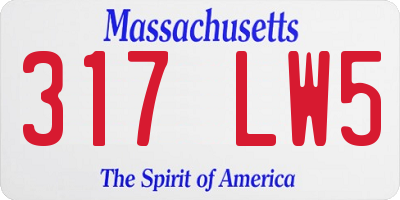 MA license plate 317LW5