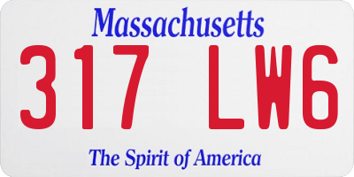MA license plate 317LW6