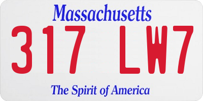 MA license plate 317LW7