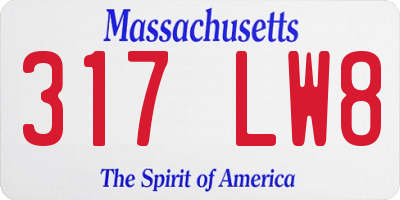 MA license plate 317LW8