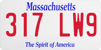 MA license plate 317LW9