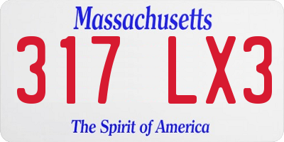 MA license plate 317LX3