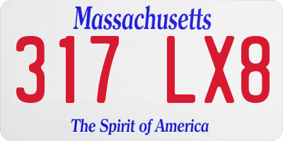 MA license plate 317LX8