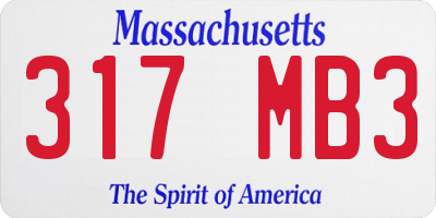MA license plate 317MB3