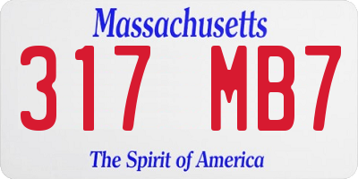 MA license plate 317MB7
