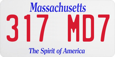 MA license plate 317MD7