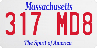 MA license plate 317MD8