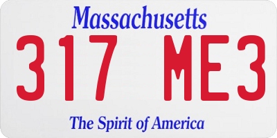 MA license plate 317ME3