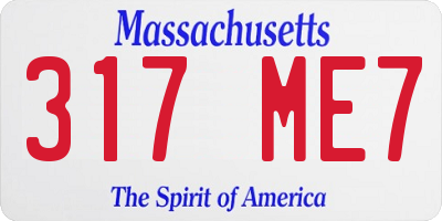 MA license plate 317ME7