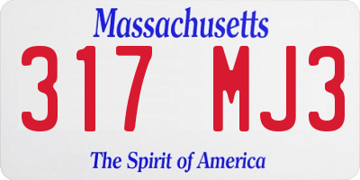 MA license plate 317MJ3