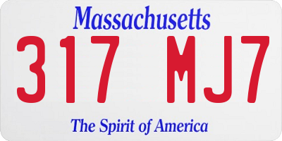 MA license plate 317MJ7