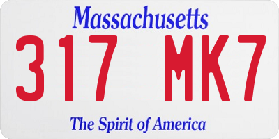 MA license plate 317MK7