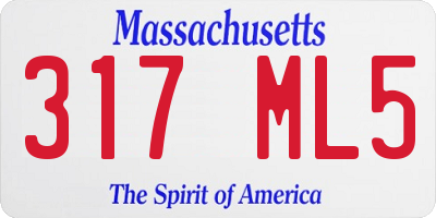 MA license plate 317ML5