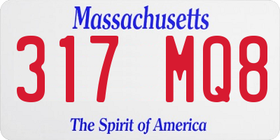 MA license plate 317MQ8