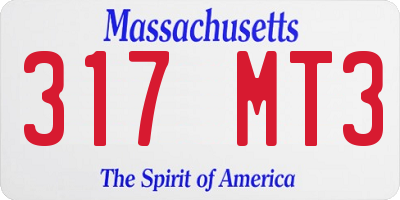 MA license plate 317MT3