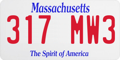 MA license plate 317MW3