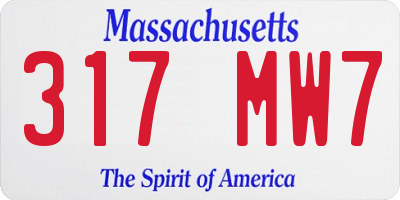 MA license plate 317MW7