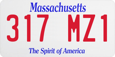 MA license plate 317MZ1