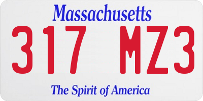 MA license plate 317MZ3