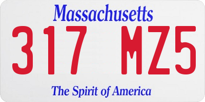 MA license plate 317MZ5