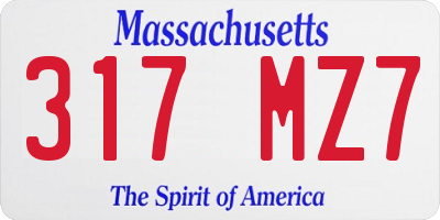 MA license plate 317MZ7