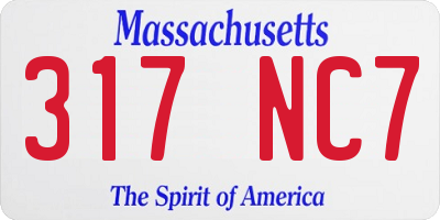 MA license plate 317NC7