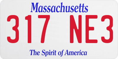 MA license plate 317NE3