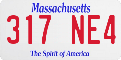 MA license plate 317NE4