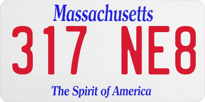 MA license plate 317NE8