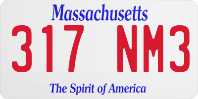 MA license plate 317NM3