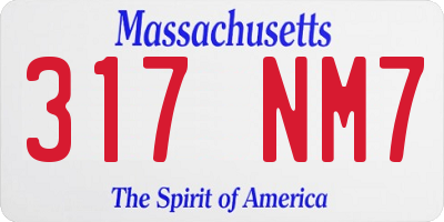 MA license plate 317NM7