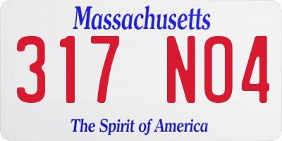 MA license plate 317NO4