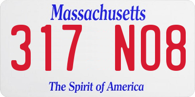 MA license plate 317NO8
