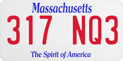 MA license plate 317NQ3