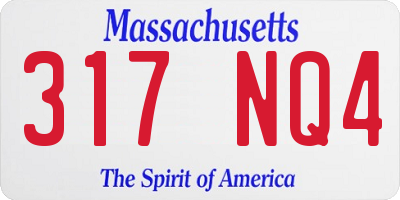 MA license plate 317NQ4