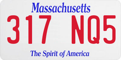 MA license plate 317NQ5