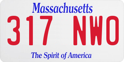 MA license plate 317NW0