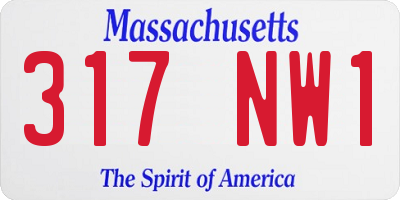 MA license plate 317NW1