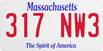 MA license plate 317NW3