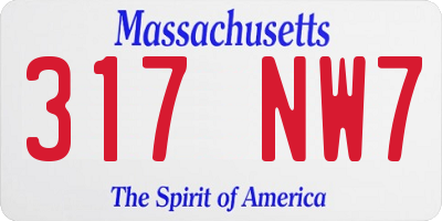 MA license plate 317NW7