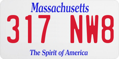 MA license plate 317NW8