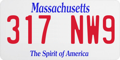 MA license plate 317NW9