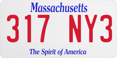 MA license plate 317NY3