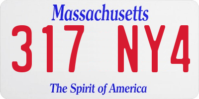 MA license plate 317NY4
