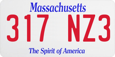 MA license plate 317NZ3
