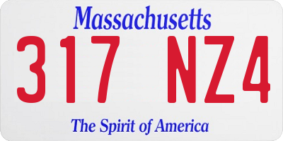 MA license plate 317NZ4