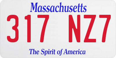 MA license plate 317NZ7