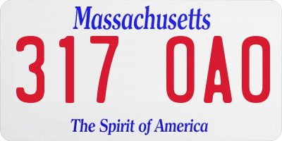 MA license plate 317OA0