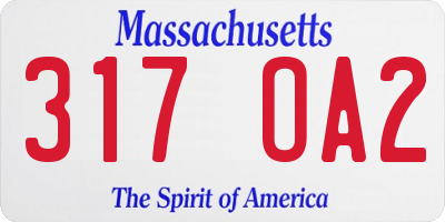 MA license plate 317OA2